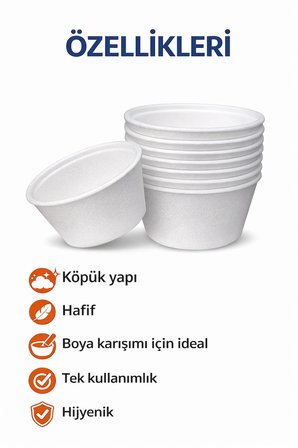  50 Adet Tek Kullanımlık Boya Kasesi Köpük Karıştırma Kabı Kuaför Saç Boyama Kasesi