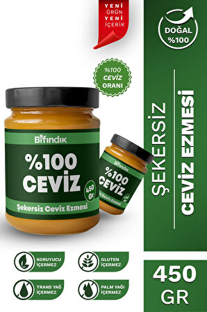 Şekersiz Ceviz Ezmesi Katkısız Taze Çekim Doğal Sürülebilir Kahvaltılık %100 Ceviz Ezmesi 450 gram