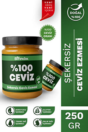 Şekersiz Ceviz Ezmesi Katkısız Taze Çekim Doğal Sürülebilir Kahvaltılık %100 Ceviz Ezmesi 250 gram