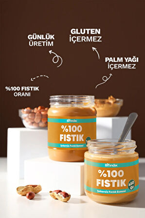 Şekersiz Fıstık Ezmesi Katkısız Taze Çekim Doğal Sürülebilir Kahvaltılık %100 Fıstık Ezmesi 450 gram