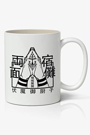 Jujutsu Kaisen Özel Temalı Beyaz Porselen Kupa Bardak