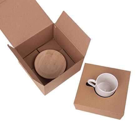 Gold Çiçek Desenli Ahşap Altlıklı Tekli Kahve Fincanı