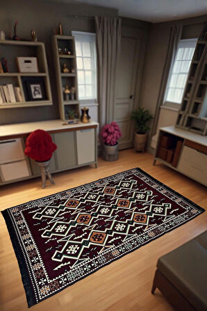 Şark Köşesi Kilim Halı Balkon ve Salon İçin Dekoratif Yıkanabilir Oturma Oda Halısı