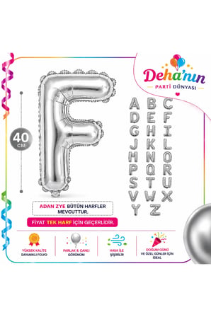 Adan Zye Harf Gümüş Folyo Balon 40cm