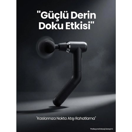 Saplı Isıtmalı ve Soğuk Başlıklı Şarjlı Masaj Tabancası – 6 Kademeli, Dijital Ekranlı, Type-C Şarj