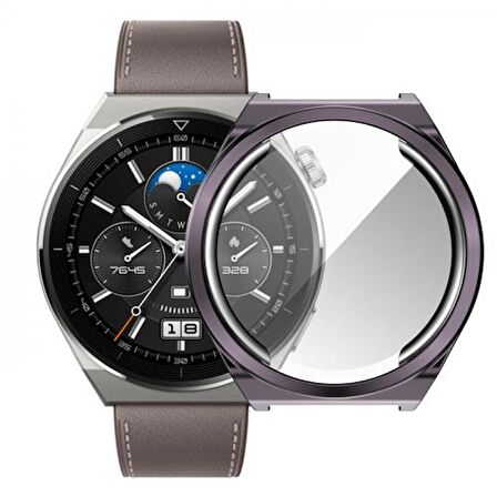 Polham Huawei Watch GT 3 Pro 46mm Ful Kaplama Koruyucu Kılıf, Soft Silikon Darbe Emici Saat Kılıf