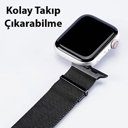 Polham Milano Loop Çelik Ultra Hafif Apple Watch 38-40-41MM için Kordon Kayış, Paslanmaz Çelik Kayış