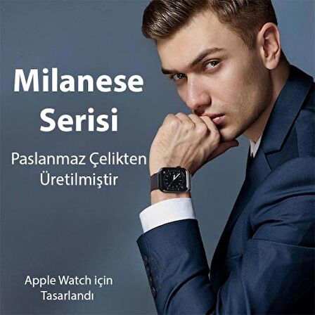 Polham Milano Loop Çelik Ultra Hafif Apple Watch 38-40-41MM için Kordon Kayış, Paslanmaz Çelik Kayış