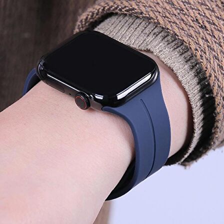 Polham Apple Watch 1,2,3,4,5,6,7,8 için 42-44-45MM Uyumlu Silikon Kayış, Manyetik Tokalı Kordon