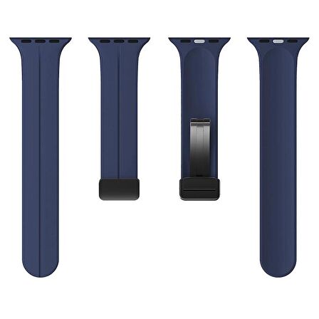 Polham Apple Watch 1,2,3,4,5,6,7,8 için 42-44-45MM Uyumlu Silikon Kayış, Manyetik Tokalı Kordon