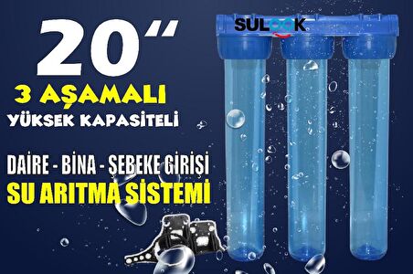 Sulook 20 Inç Bina-Daire-Şebeke Girişi Su Arıtma Filtre Kabı