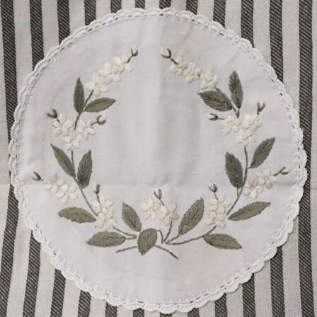 Uretti - Ülkü 1188 - 5851 El Yapımı İşlemeli Keten Plaj Omuz Çantası