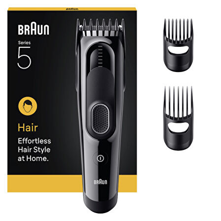 Braun Saç Kesme Makinesi Series 5, +3 Aksesuar, Ömür Boyu Keskin Bıçak, 17 Uzunluk, HC5530