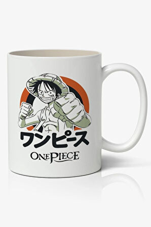 One Piece Monkey D. Luffy Anime Baskılı Beyaz Porselen Kupa Bardak