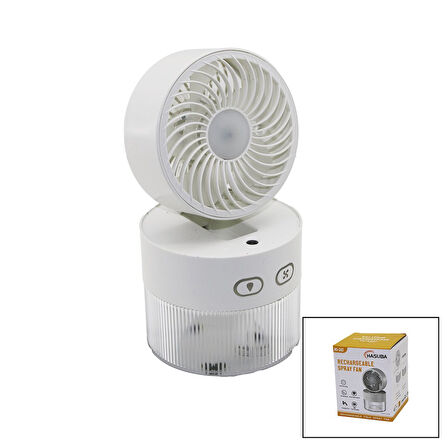 SU SPREYLİ  KATLANIR BAŞLIK - 90 DERECE IŞIKLI USB MİNİ FAN ÇAP=11.2CM - Y:13.5-20.5CM 3 KADEME HIZ  350ML (4987)