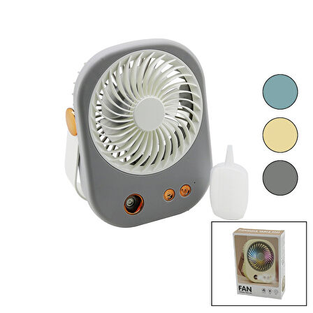 SU SPREYLİ USB MİNİ FAN 15.5X12CM MASA ÜSTÜ USB ŞARJLI 2İN1 KULP=TAŞIMA - DURUŞ 3 KADEME HIZ BJJ-566 (4987)