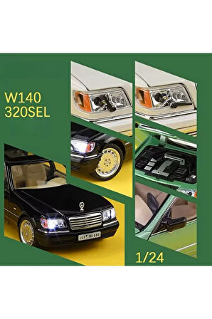Mercedes Benz W140 S320L Diecast Model Araba Açılan Kapılar Mercedes Benz 320SEL Yeşil