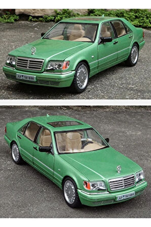 Mercedes Benz W140 S320L Diecast Model Araba Açılan Kapılar Mercedes Benz 320SEL Yeşil
