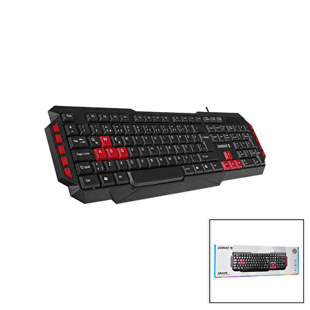 EVEREST KB-G7-ARMOR  USB KABLOLU  OYUNCU KLAVYE  RENKLİ OYUN TUŞLARI - MULTİMEDYA TUŞLARI   150CM (4987)