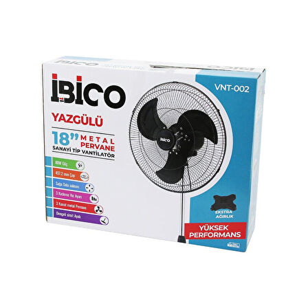 18 İNÇ 45.7CM SANAYİ TİPİ AYAKLI VANTİLATÖR 3 KADEME HIZ - 3 METAL KANAT 80W 140CM YÜKSEKLİK VNT-002 (4987)