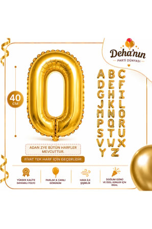 Adan Zye Harf Gold Folyo Balon 40cm