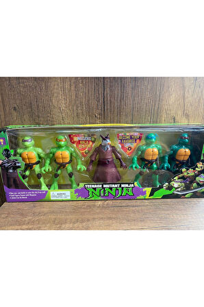 NİNJA KAPLUMBAĞA FİGÜR Işıklı 4 Ninja Kaplumbağa 12cm Ve Sprinter Ayakta Durur Savaş Aletli