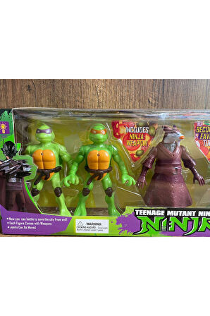 NİNJA KAPLUMBAĞA FİGÜR Işıklı 4 Ninja Kaplumbağa 12cm Ve Sprinter Ayakta Durur Savaş Aletli