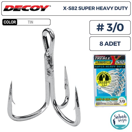 Decoy Y-S82 Super Heavy Duty Treble Üçlü İğne TIN #3/0 (8 Adet)