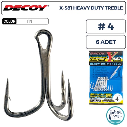 Decoy Y-S81 Heavy Duty Treble Üçlü İğne TIN #4 (6 Adet)