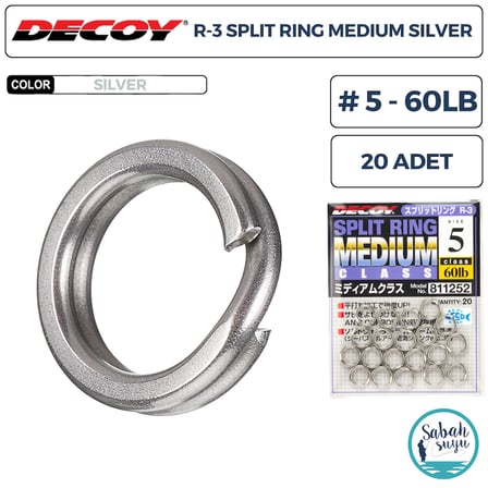 Decoy R-3 Split Ring Halka Medium Silver #5 60lb (20 Adet)