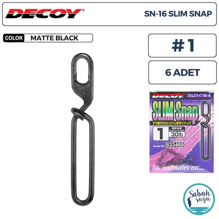 Decoy SN-16 Slim Snap Klips #1 30lb Black (6 Adet)