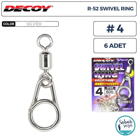 Decoy R-52 Swivel Ring Fırdöndülü Klips Silver #4 (60lb) (6 Adet)