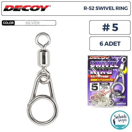 Decoy R-52 Swivel Ring Fırdöndülü Klips Silver #5 (75lb) (6 Adet)