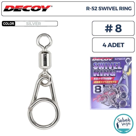 Decoy R-52 Swivel Ring Fırdöndülü Klips Silver #8 (250lb) (4 Adet)