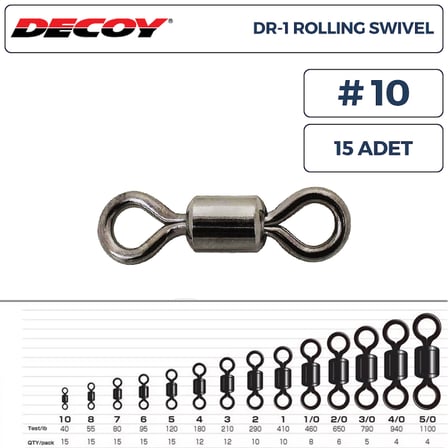 Decoy DR-1 Rolling Swivel Rulmanlı Fırdöndü #10 40lb (15 Adet)