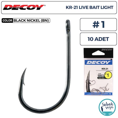 Decoy KR-21 Live Bait Light Delikli Olta İğnesi BN #1 (10 Adet)