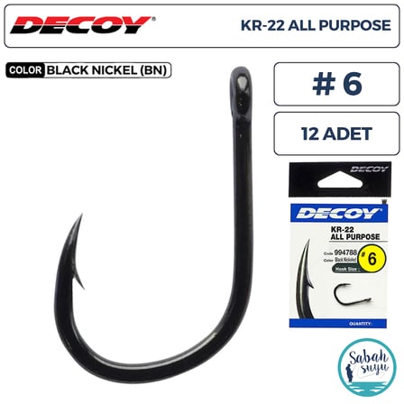 Decoy KR-22 All Purpose Delikli Olta İğnesi BN #6 (12 Adet)