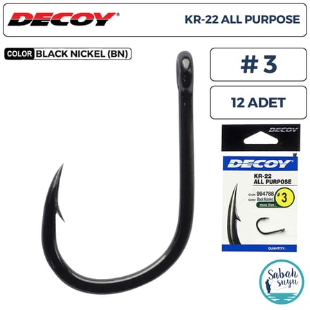 Decoy KR-22 All Purpose Delikli Olta İğnesi BN #3 (12 Adet)