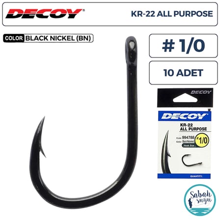 Decoy KR-22 All Purpose Delikli Olta İğnesi BN #1/0 (10 Adet)