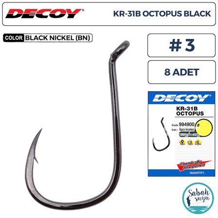 Decoy KR-31B Octopus Delikli Olta İğnesi BN #3 (8 Adet)