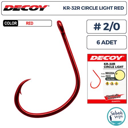 Decoy KR-32R Circle Light Delikli Olta İğnesi Kırmızı #2/0 (6 Adet)