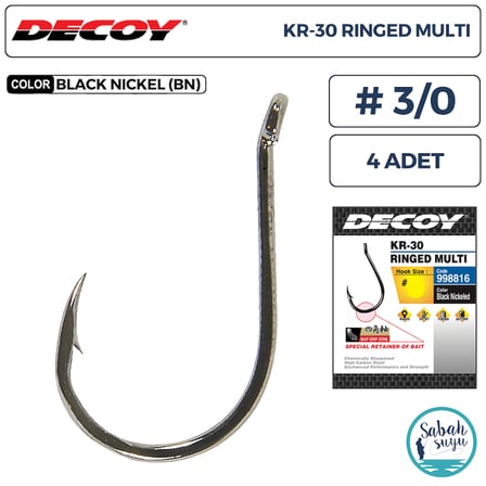 Decoy KR-30 Ringed Multi Delikli Olta İğnesi BN #3/0 (4 Adet)