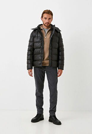 Erkek Mont Şişme Kahve Kapüşon Detay Rüzgar ve Su İtici Nefes Alabilen Slim Fit NCS JEANS 4989