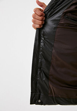 Erkek Mont Şişme Kahve Kapüşon Detay Rüzgar ve Su İtici Nefes Alabilen Slim Fit NCS JEANS 4989