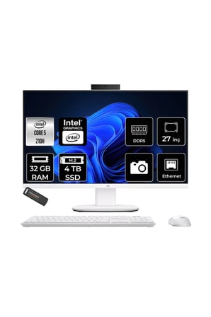 V470 Core 5 210H 32GB RAM 4TB SSD 27" FHD 100Hz FreeDOS V470C516512W0DP320 All In One Bilgisayar + Per4 USB