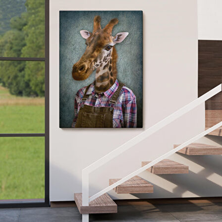 Zurafa Kafalı İnsan Kanvas Tablo-4989