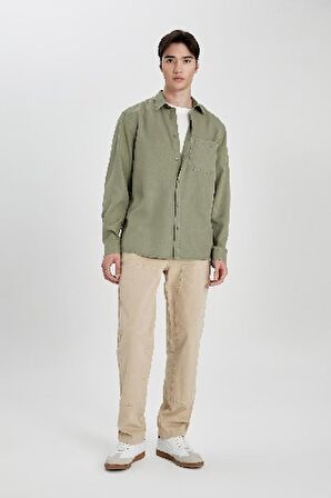 DeFacto Regular Fit Basic Düz Tensel Uzun Kollu Gömlek B2907AX24SPKH465