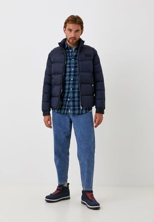 Erkek Mont Şişme Lacivert Termo Dolumlu Two Tone Rüzgar ve Su İtici Slim Fit NCS JEANS 4990