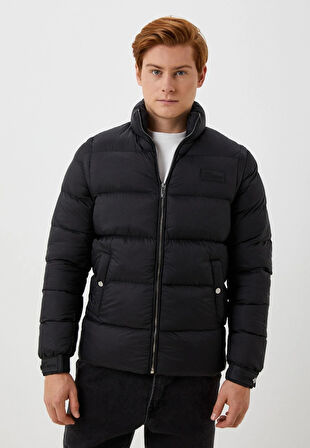 Erkek Mont Şişme Siyah Termo Dolumlu Two Tone Rüzgar ve Su İtici Slim Fit NCS JEANS 4990