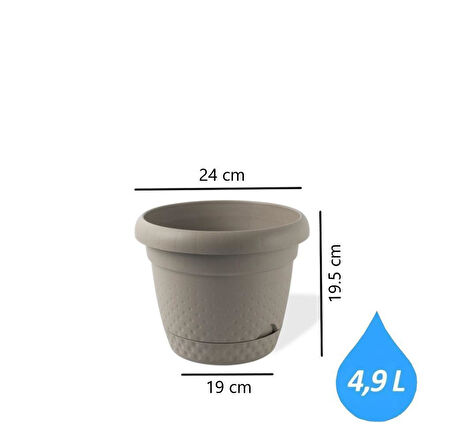 Omnipazar KRS-343 Dekoratif İnci Bitki Çiçek Saksı Takımı 4.9 Litre No 3